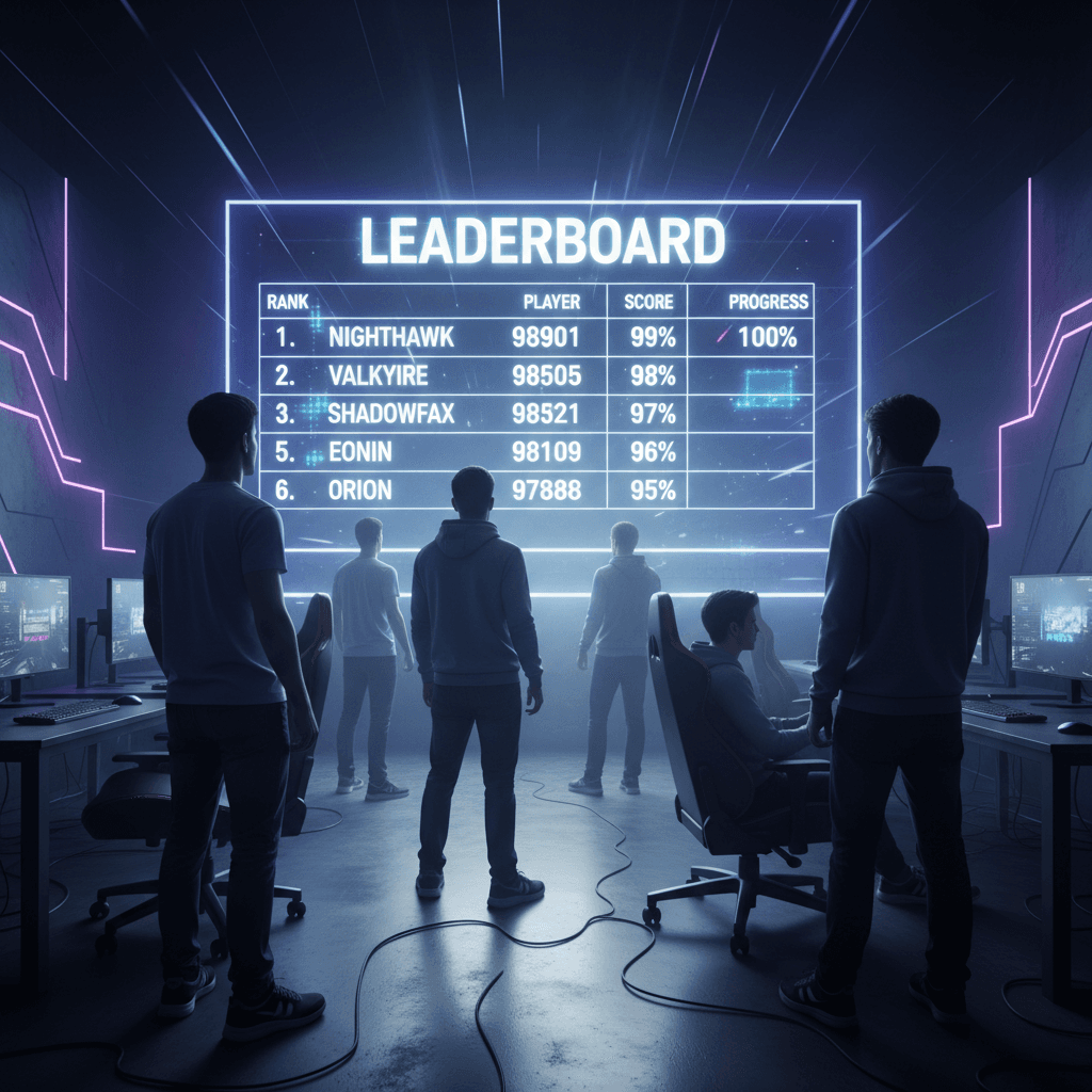 Live leaderboard showing player rankings and scores