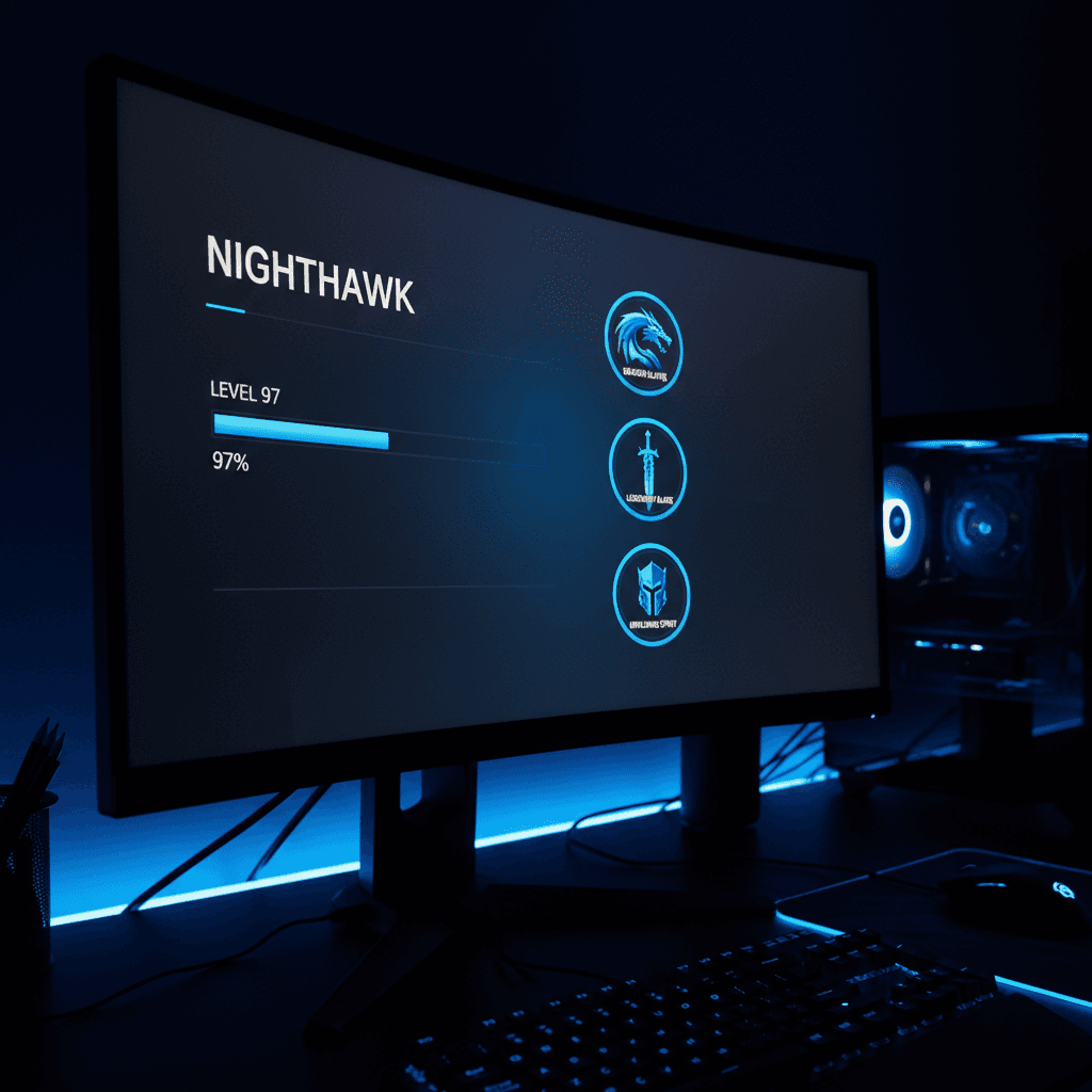 Player account profile dashboard on screen