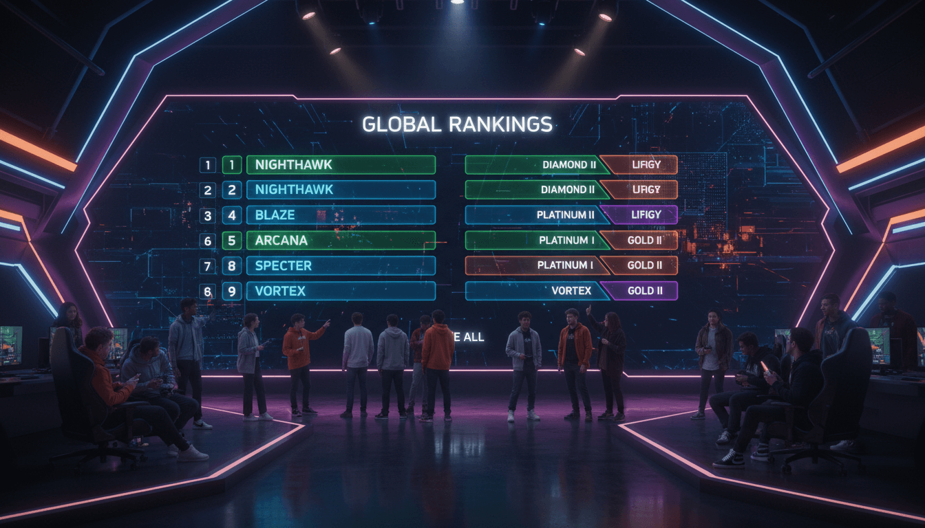 Competitive leaderboard showing player rankings